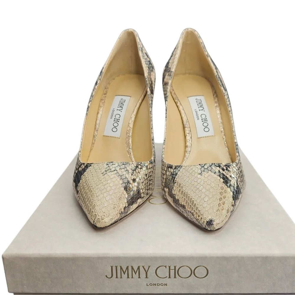 ❤️SPECIAL❤️NWT.JIMMY CHOO Romy 85 In Metallic Snakeprint Leather - Picture 3 of 13